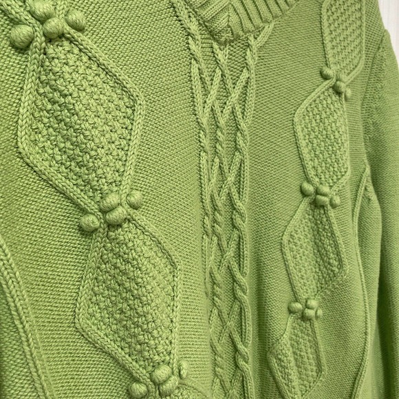 jm collection sweater medium grreen knit dickie style collar retro - Picture 7 of 7